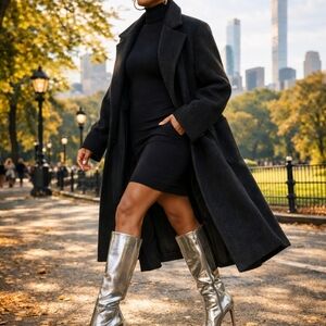 Shimmering Silver Heeled Boots